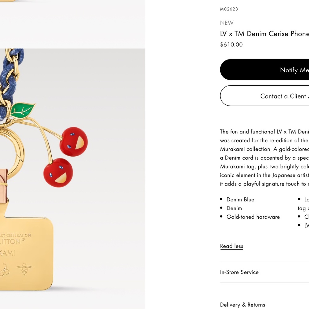 Louis Vuitton x Murakami Denim Cherry Phone Holder - Picture 4 of 11